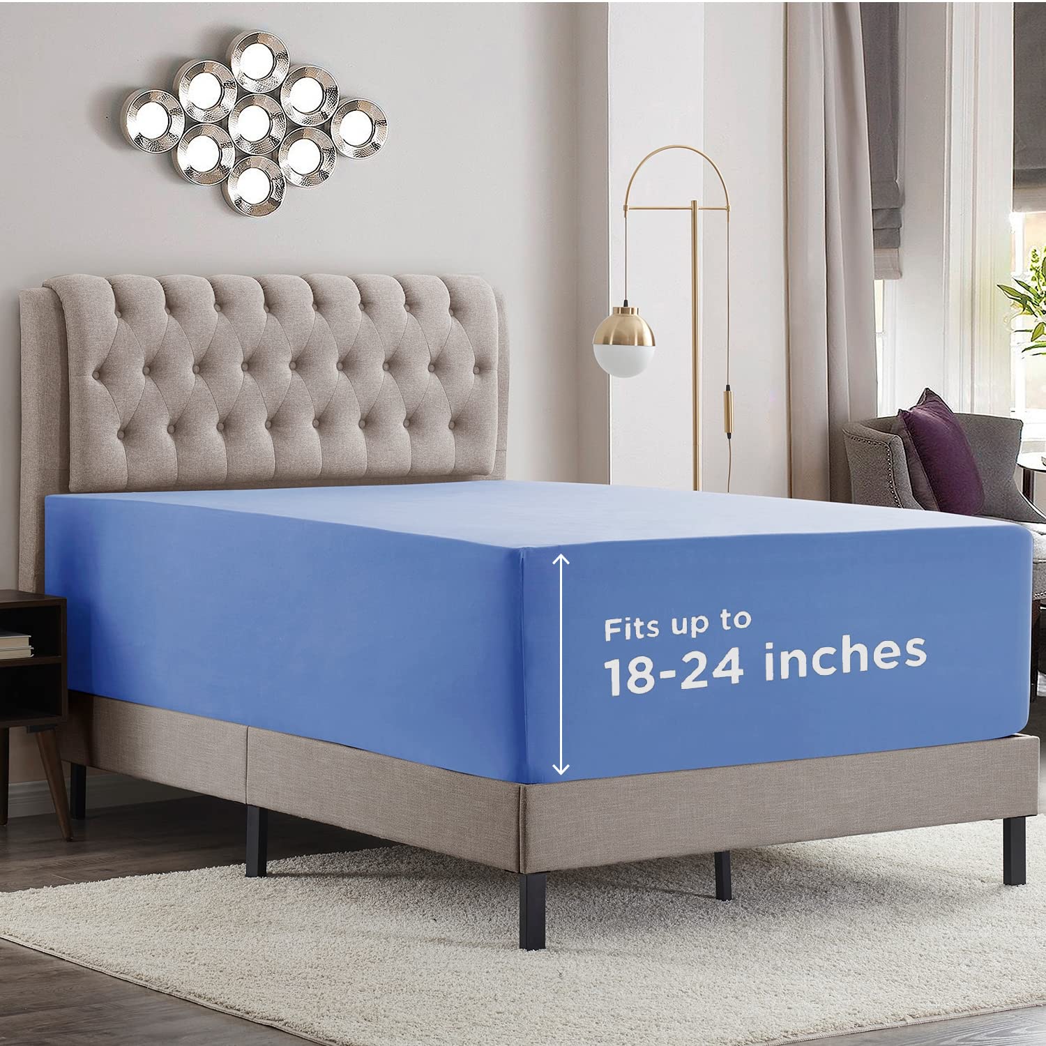 Empyrean Bedding Extra Deep Full Size Fitted Sheet Only Deep Pocket Fits 18 To 24 Inch Fitted Sheet Full Deep Pocket, Soft Micro